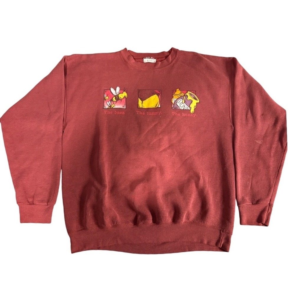 Vintage Winnie The Pooh Sweatshirt Mens Red The Hunny Graphic Crewneck